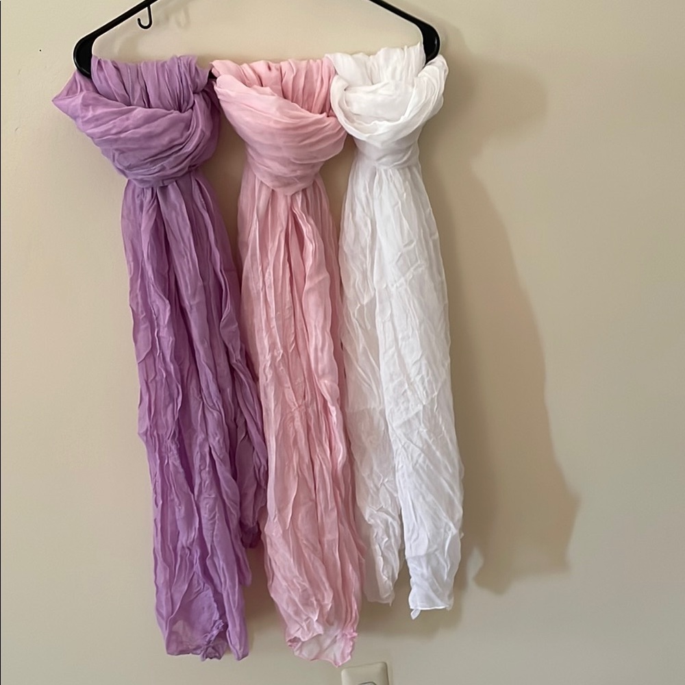 Purple and Pink Crinkled Scarves Set